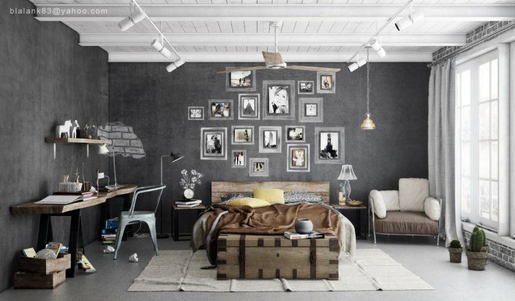 trendy gray bedroom