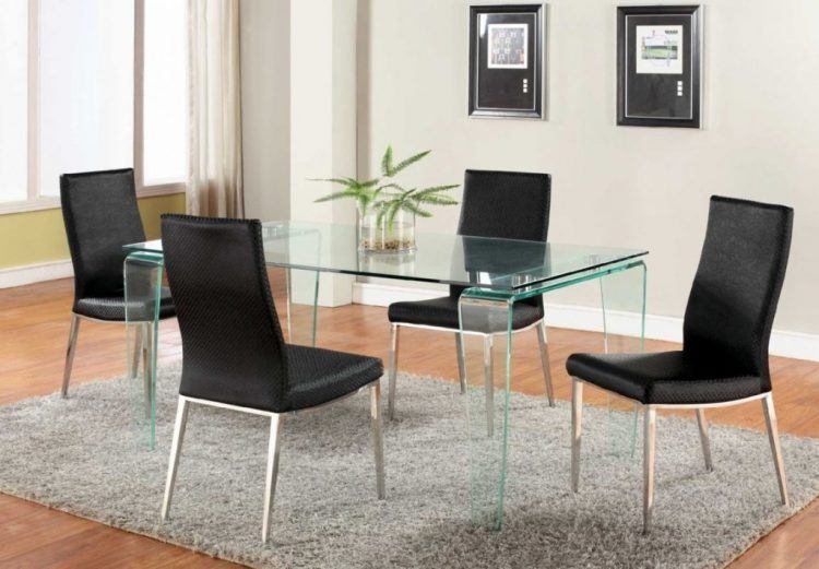 dining room with rectangular glass table