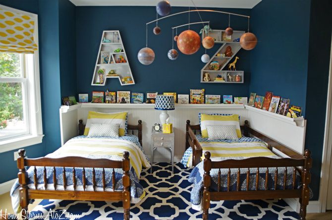 boys bedroom with two beds