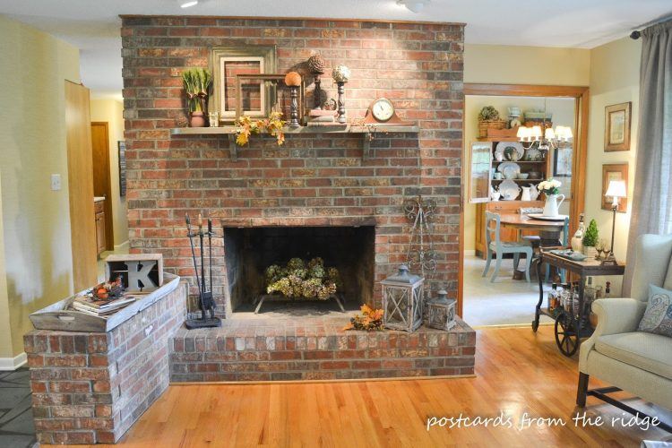 beautiful updated brick fireplace