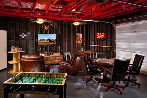 cool garage man cave game room