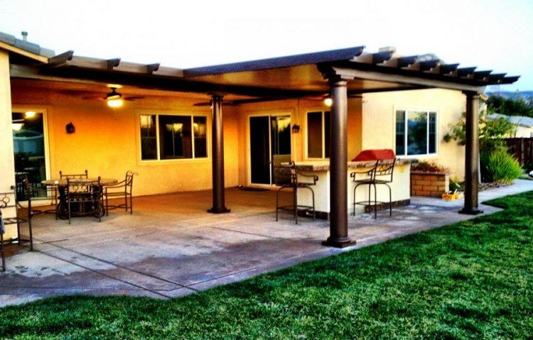 covered patio with wood stilts