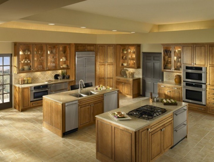 beautiful kitchen with multi-colored cabinets