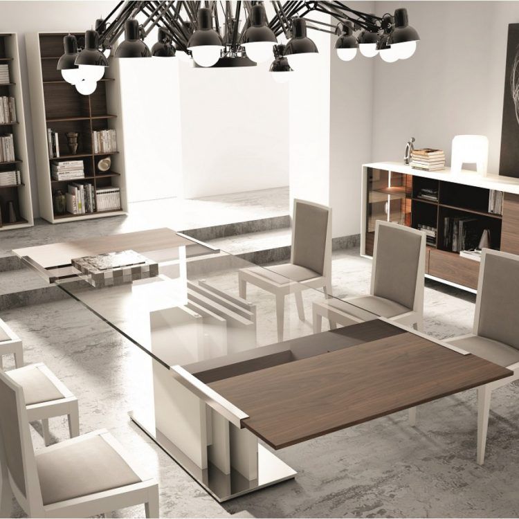 modern dining table with square glass top