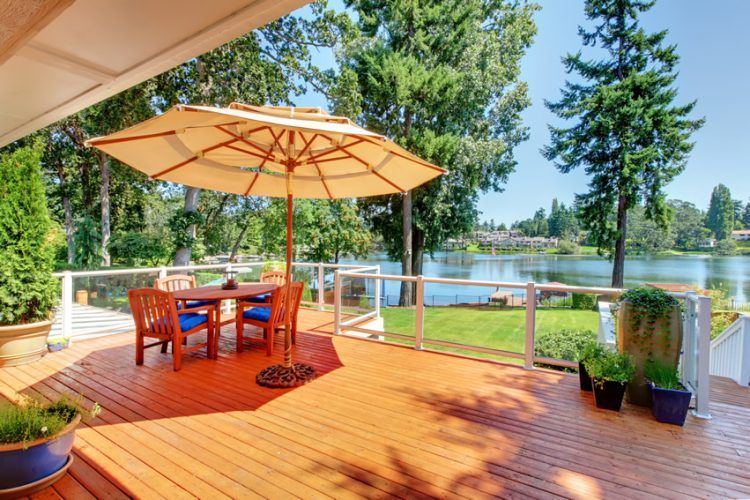 beautiful deck with lake view