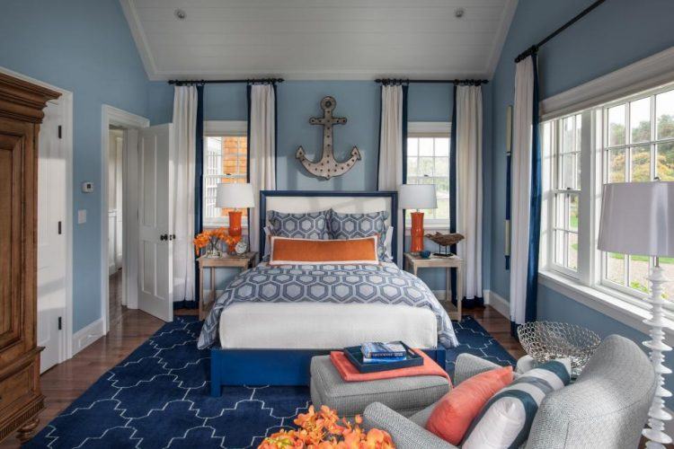 cool ocean themed blue bedroom design