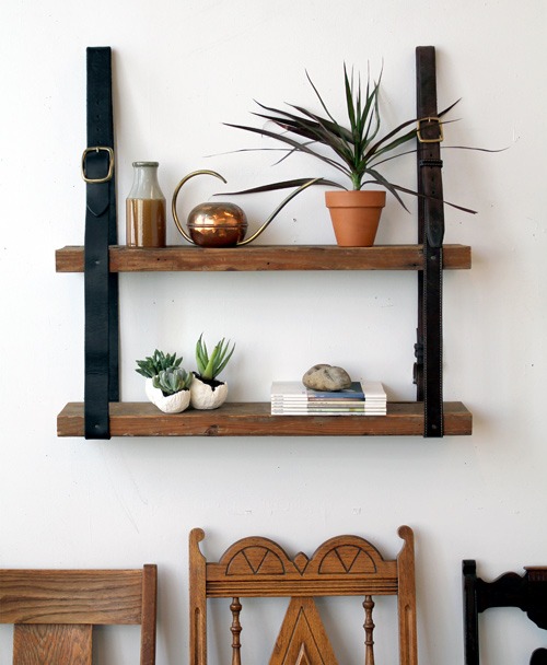 Cool DIY hanging shelf made of wood