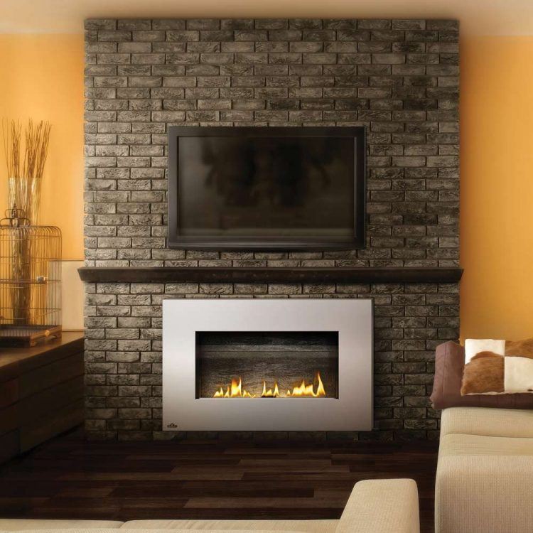 stunning dark colored brick fireplace