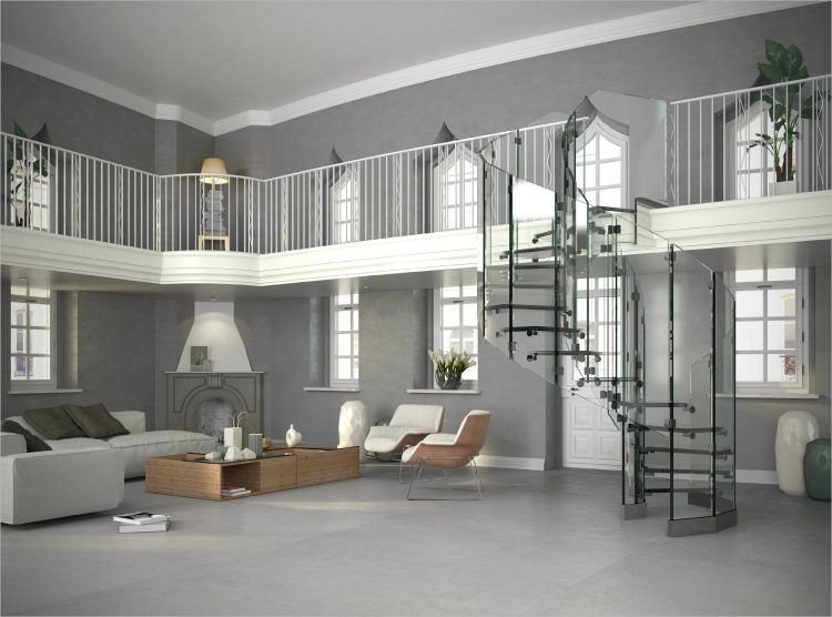 circular staircase with glass design