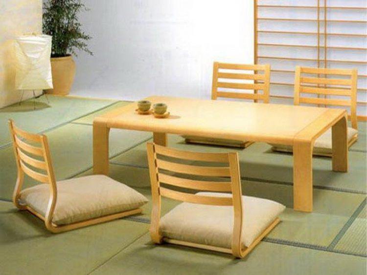 Featured image of post Japanese Style Dining Table Size : The furniture set comes with zaisu chairs which are traditional japanese seating with a back and cushion, but no legs.