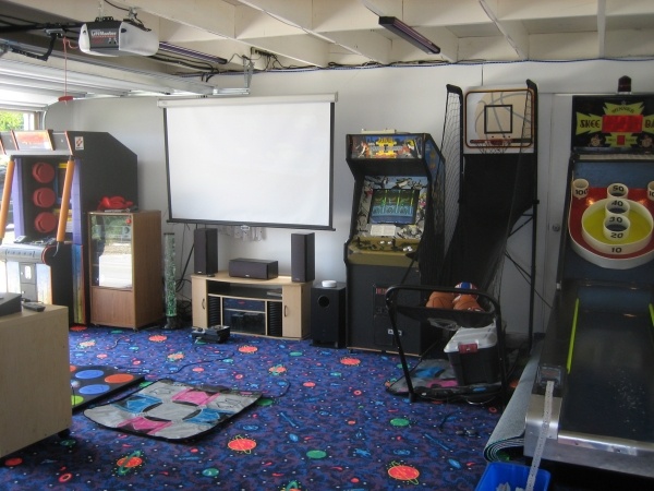 fun and colorful garage game room