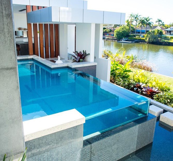 elevated glass pool design