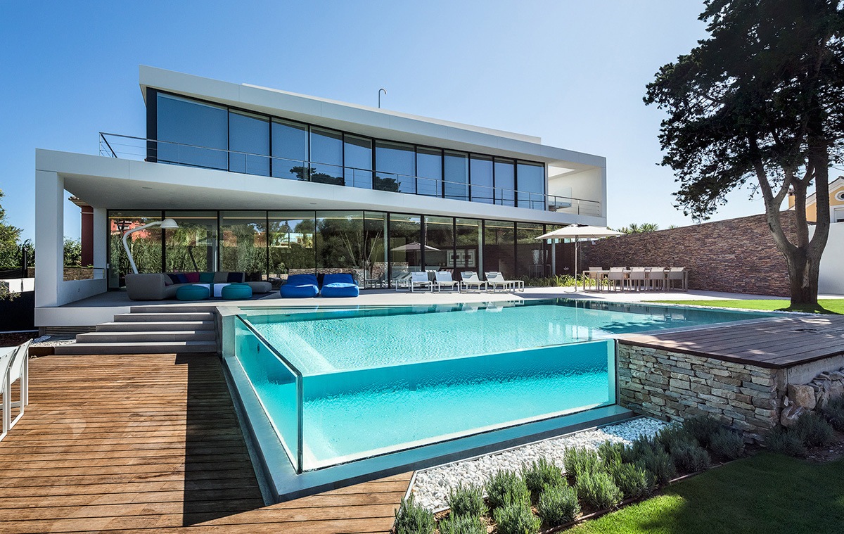 beautiful glass walled pool