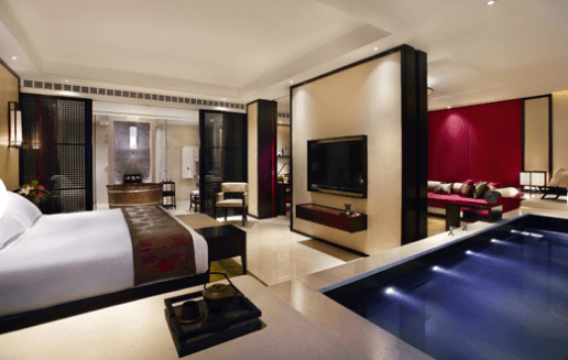 hotel room with pool inside