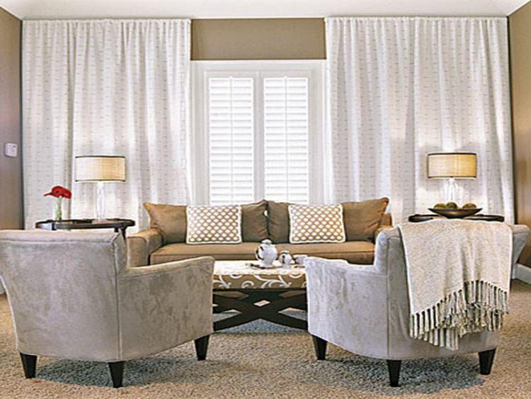 interior window treatment with white curtain