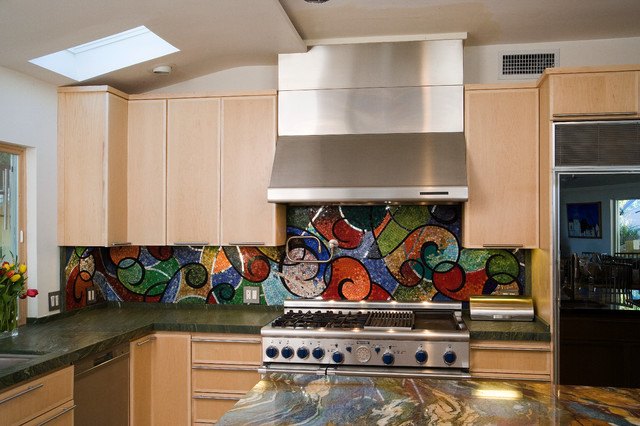 colorful kitchen backsplash with cool patterns