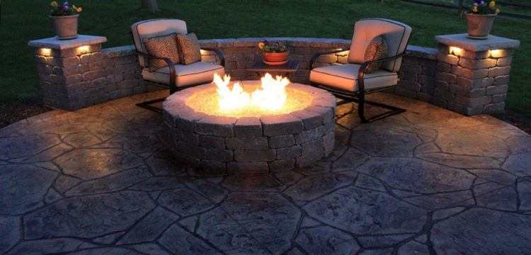 backyard patio with firepit