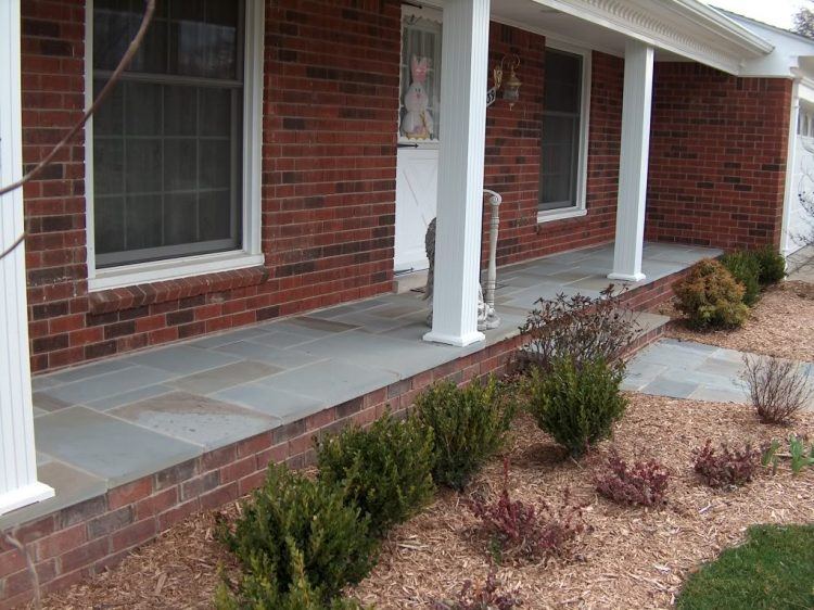 beautiful blue stone porch