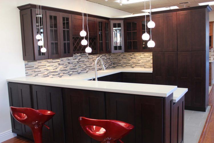 kitchen with stunning white granite countertops