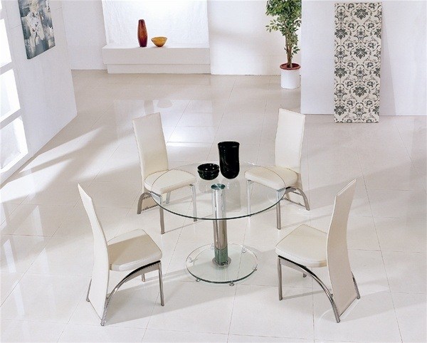 mini glass round dining table