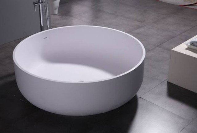 modern bathroom with white round tub