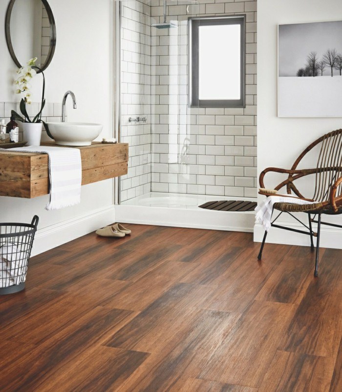 bathroom with modern wood porcelain tile