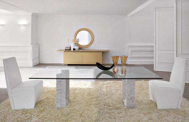 modern rectangular glass dining table