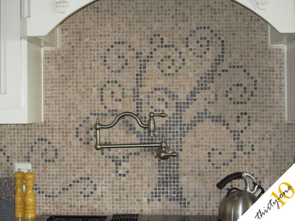 kitchen backsplash with tree