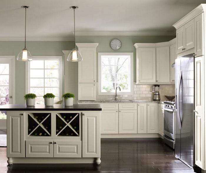 modern kitchen with off-white cabinets