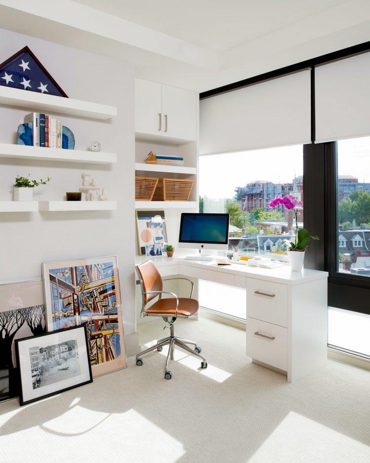 stylish home office with desk