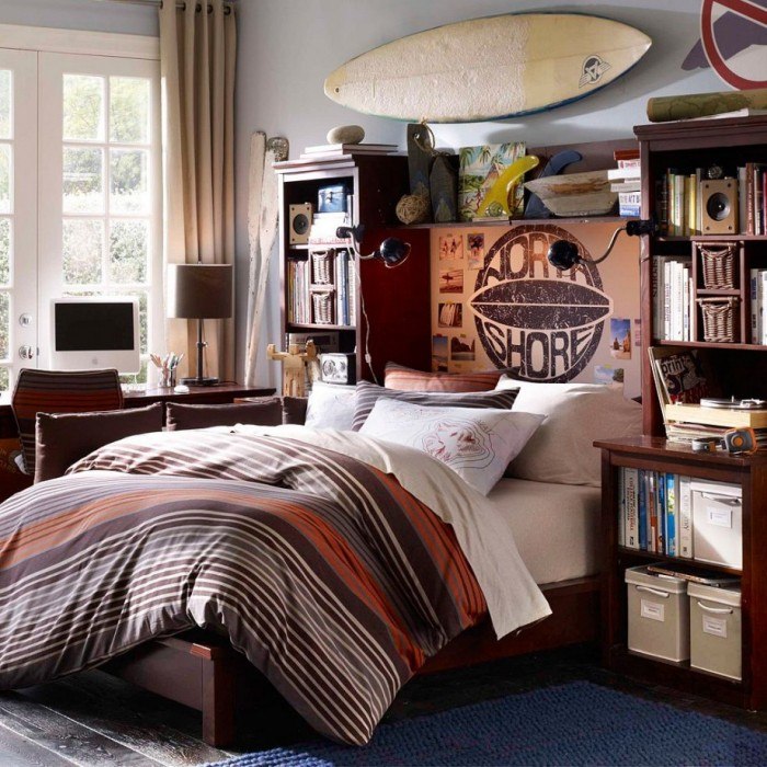 surfing themed bedroom for boys