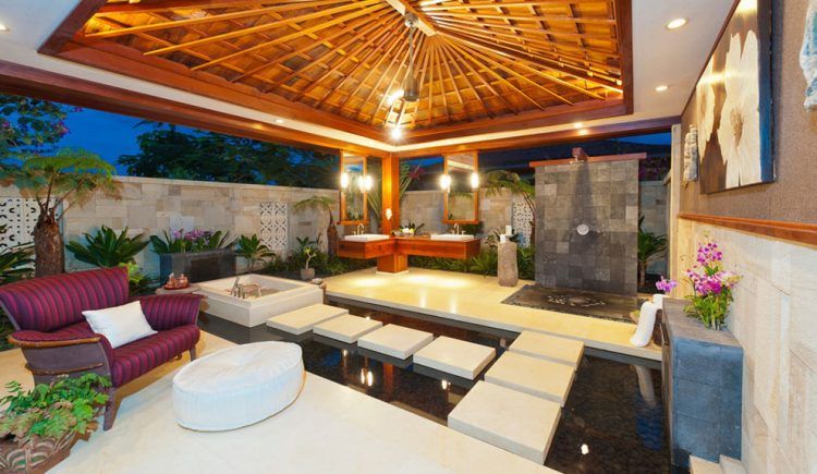 beautiful outdoor patio design with tropical theme