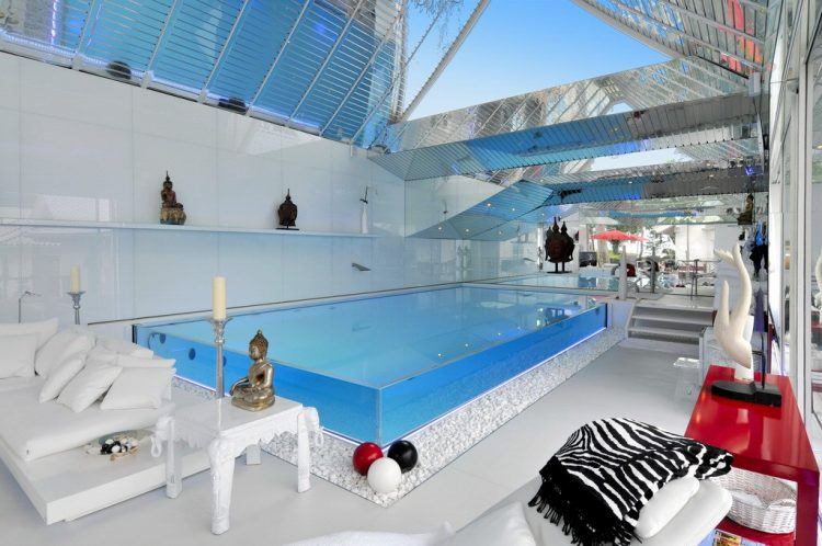 beautiful glass walled pool