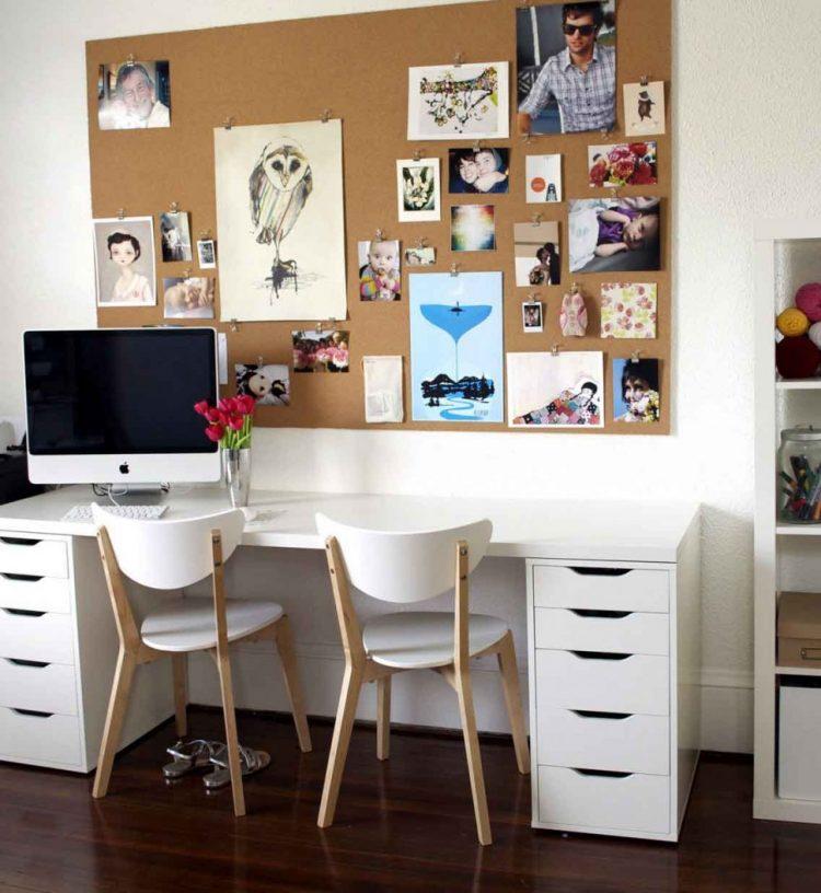 desk with two white chairs