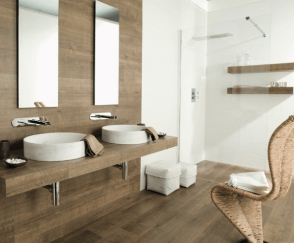 wood tile bathroom design