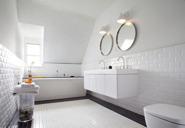 retro modern white bathroom