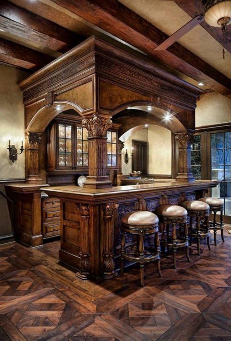 rustic home with beautiful bar