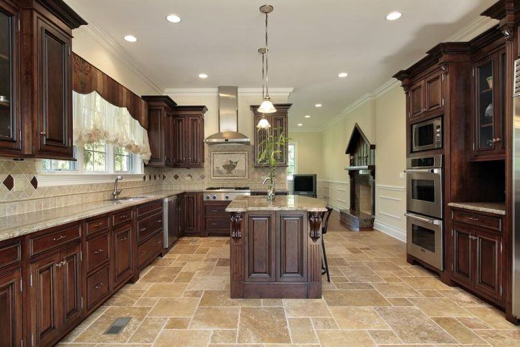 beautiful kitchen with mahogany island