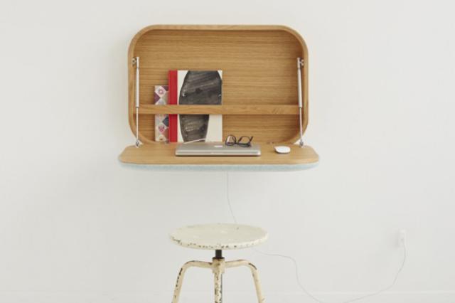 wall mounted suitcase style desk