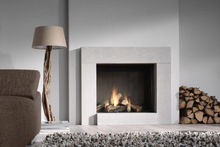 trendy square shaped modern fireplace