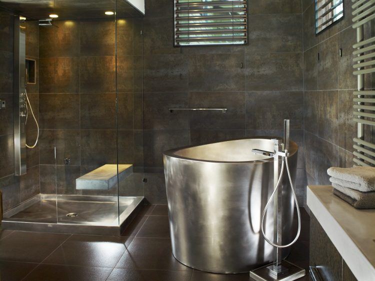 beautiful silver japanese soaking tub