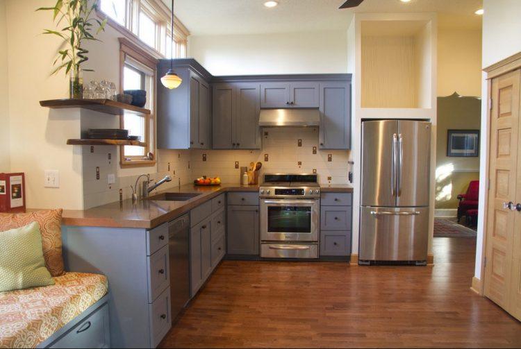 beautiful kitchen with blue paint