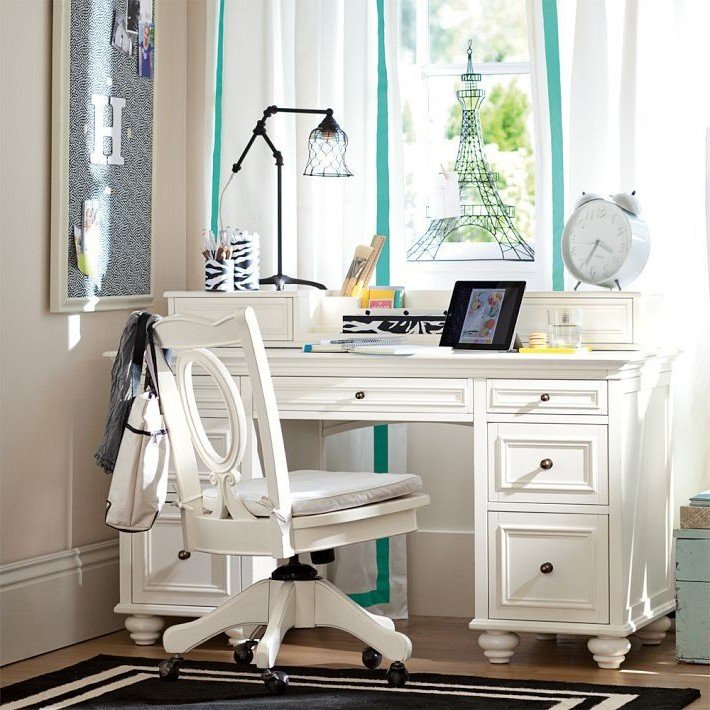 beautiful wooden desk with office chair