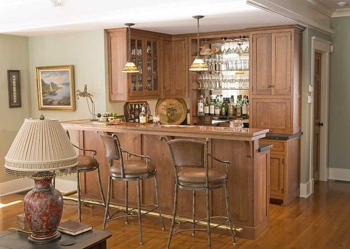 wooden chic home bar