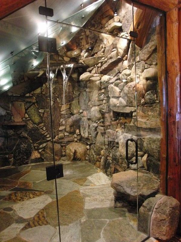 very cool natural rock stone shower