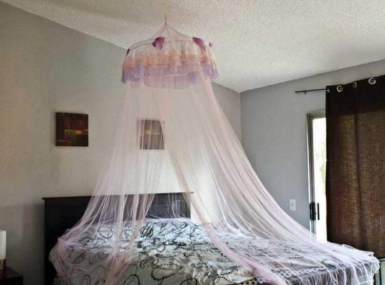 canopy bed with white net