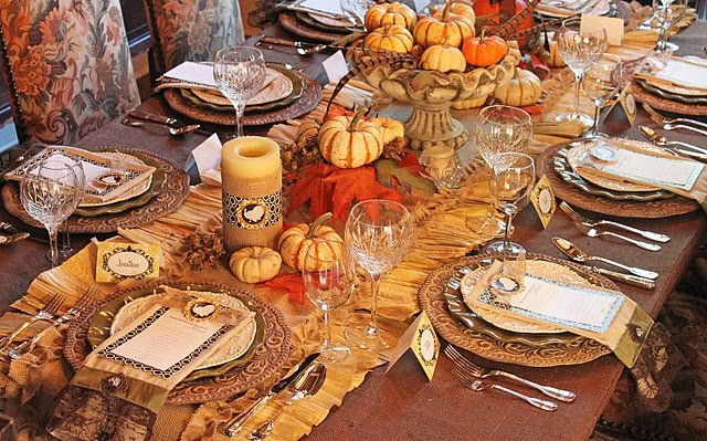 table with fall themed decor