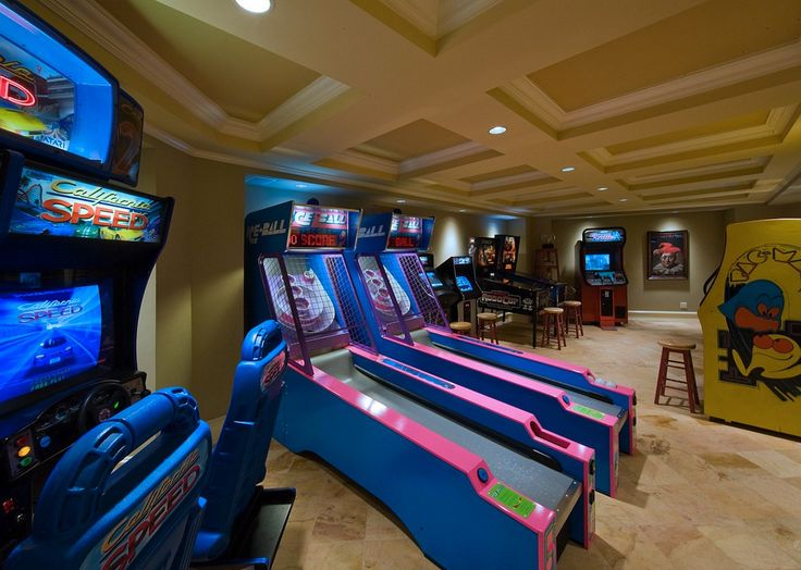 basement arcade with skee ball