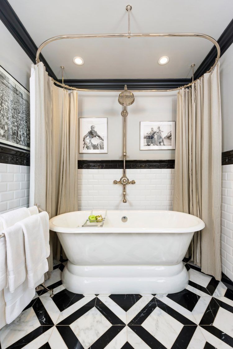 bathroom with gold shower head