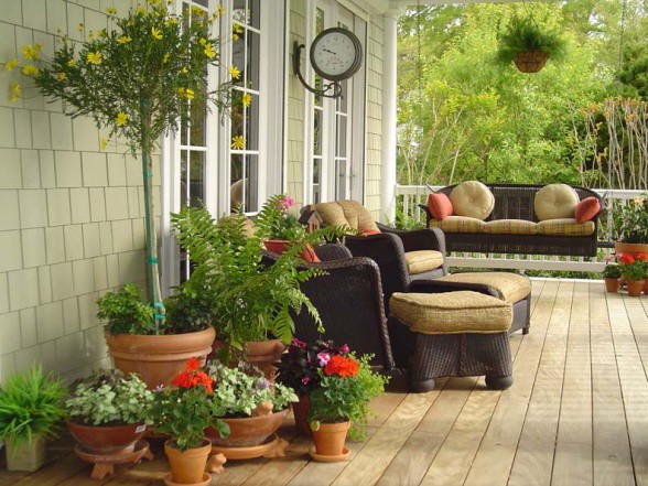 amazing front porch design with wood flooring